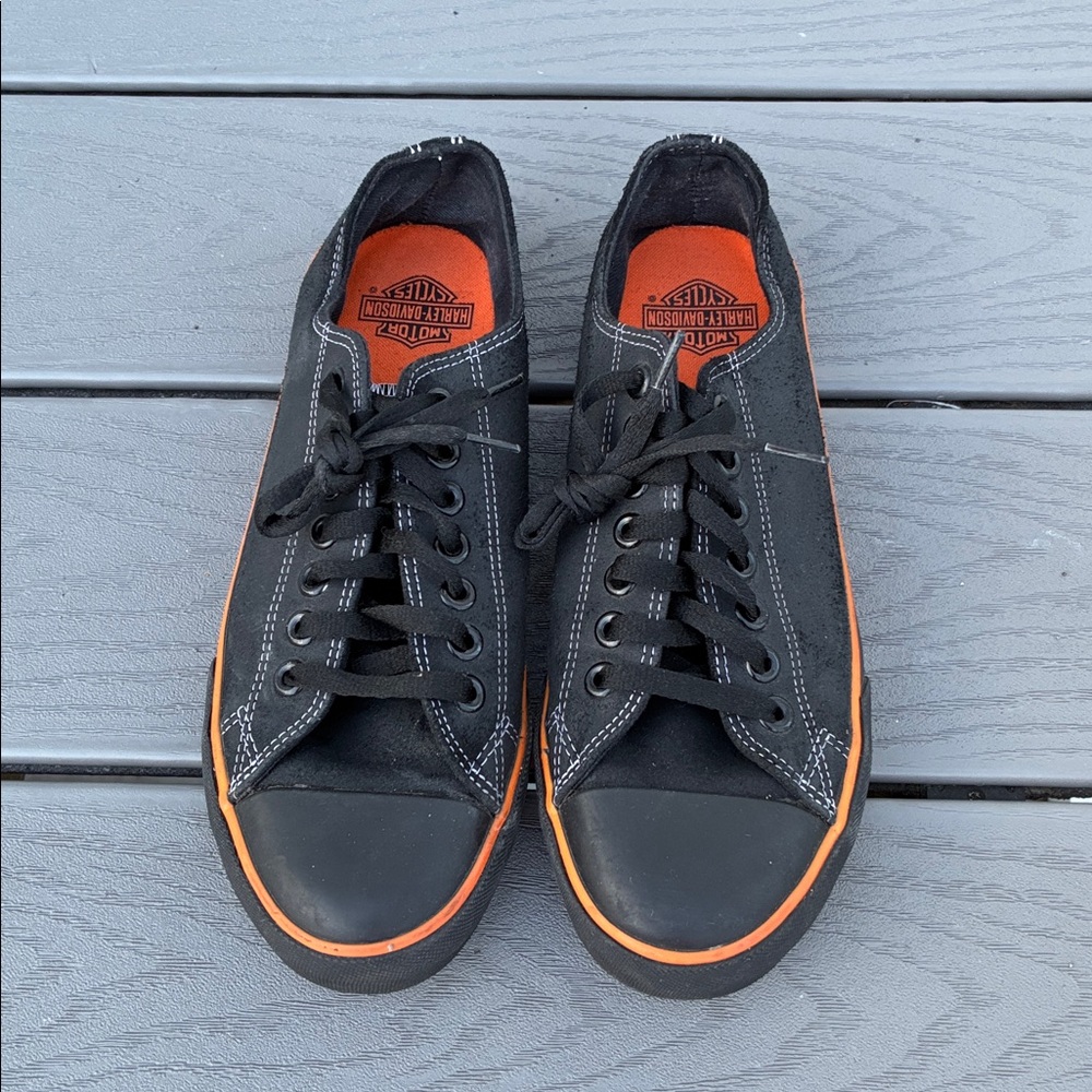Harley-Davidson Women’s Zia Low Tops Sneakers Shoes Black & Orange Size 10 - Picture 3 of 11